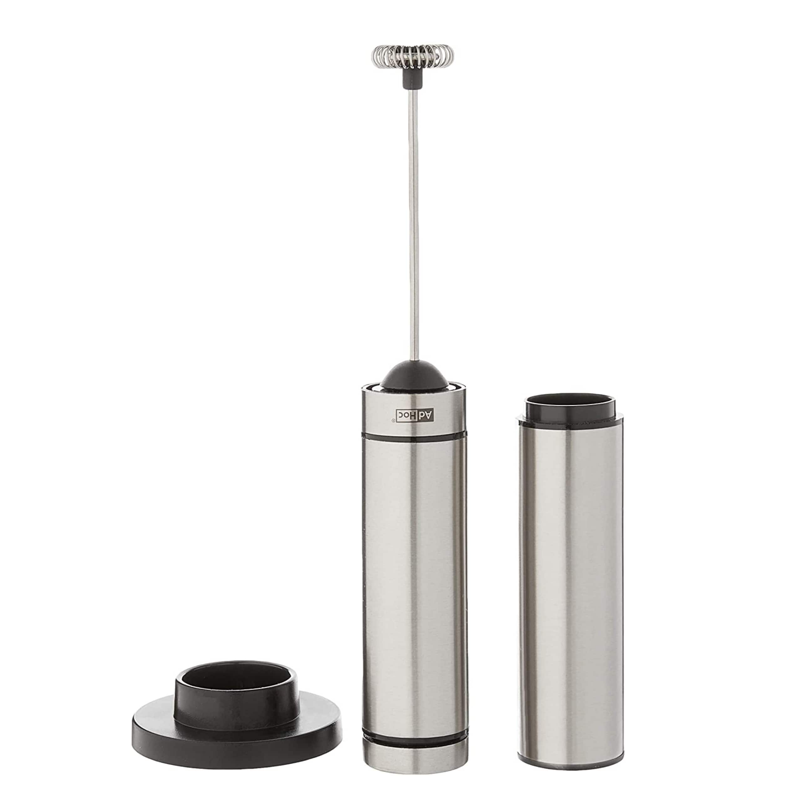 Ad Hoc - Rapido Milk & Sauce Frother – Battery Operated, Handheld Coffee & Matcha Mixer, Blender with Case - Stainless Steel