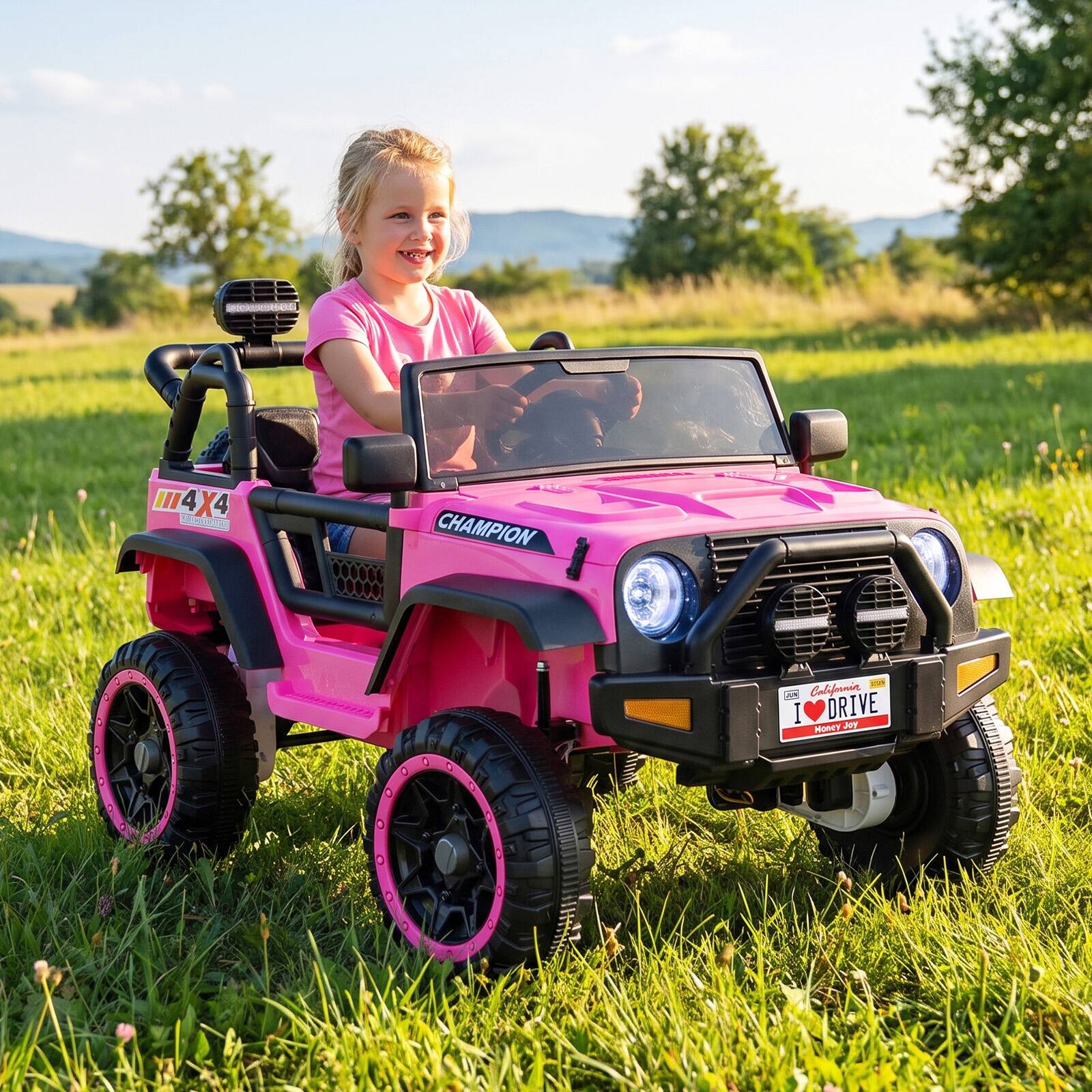 Costway 24V 2 Seater Kids Ride On Truck with Lockable Doors, Remote ...