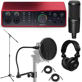 Focusrite - Scarlett 16i16 4th Gen USB Audio Interface with Software Suite, Bundle with AT2020 Condenser Microphone, Pop
