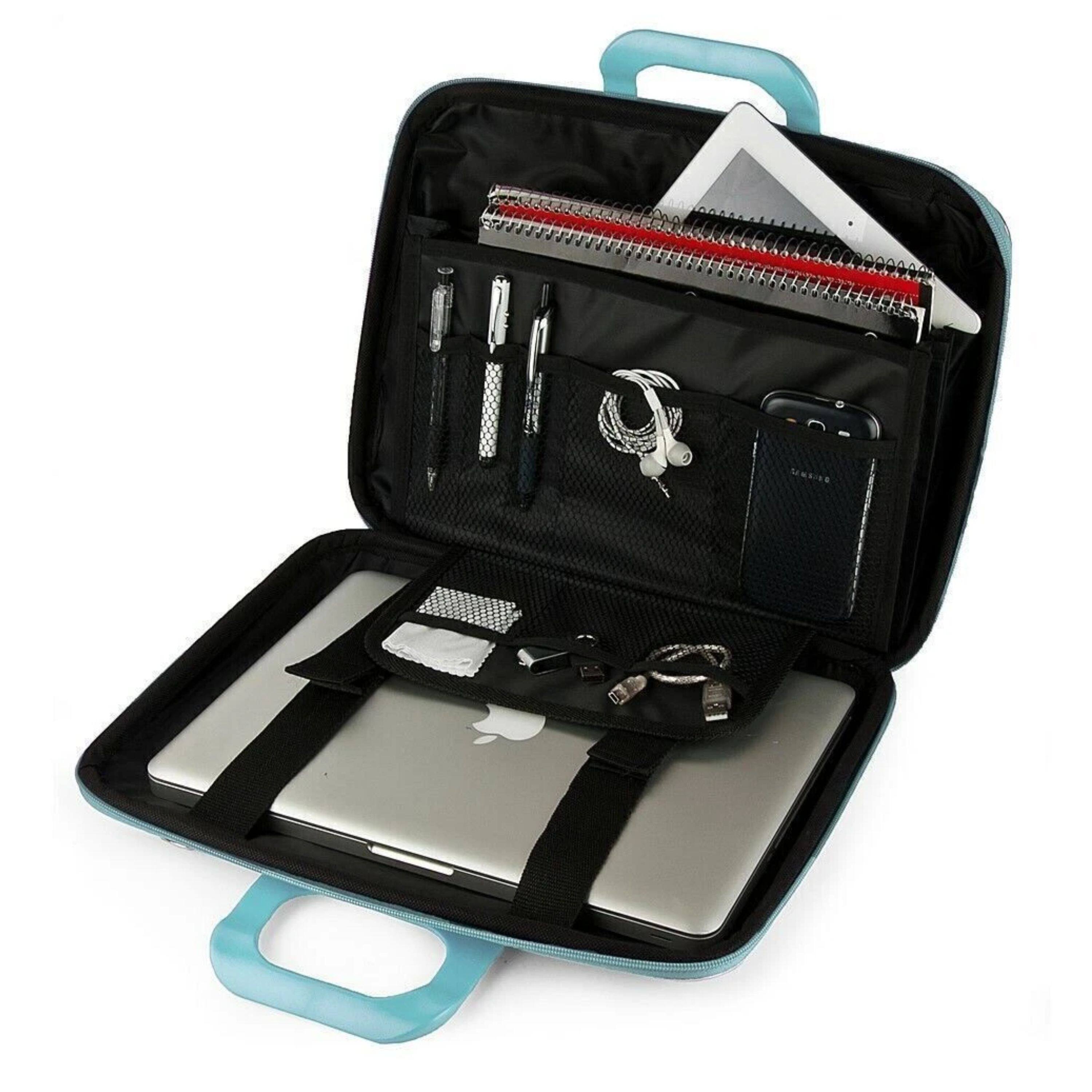 Back. Kitcheniva - Leather Laptop Case Shoulder Bag For 14" Laptop Aqua - Aqua.