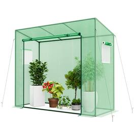 Gymax - Portable Mini Greenhouse w/ PE Cover 4 Wind Ropes & Ground Stakes Zipper Door - Green