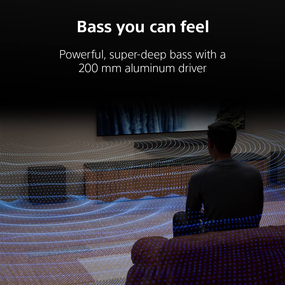Bass you can feel

Powerful, super-deep bass with a 200 mm aluminum driver