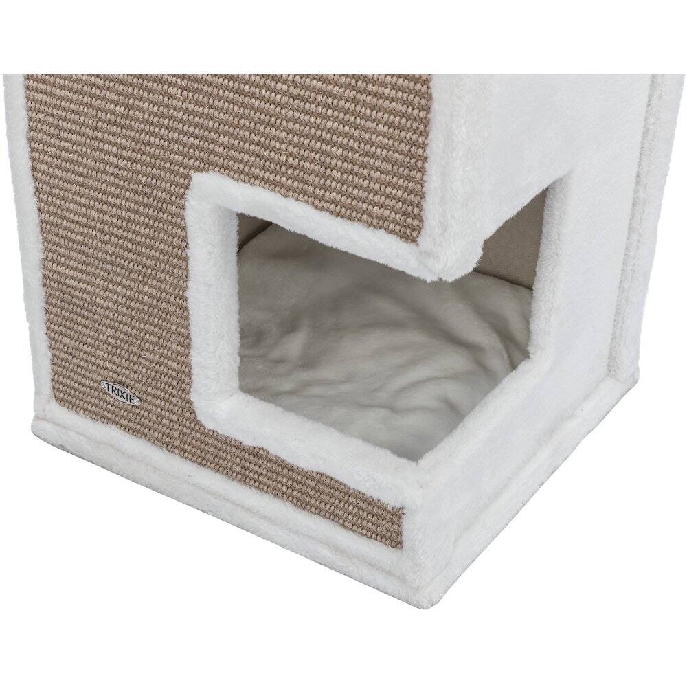 Alt View 2. TRIXIE - Gerardo Plush & Sisal 3-Story 39.4" Cat Condo Tower with Removable Cushions - Brown/White.