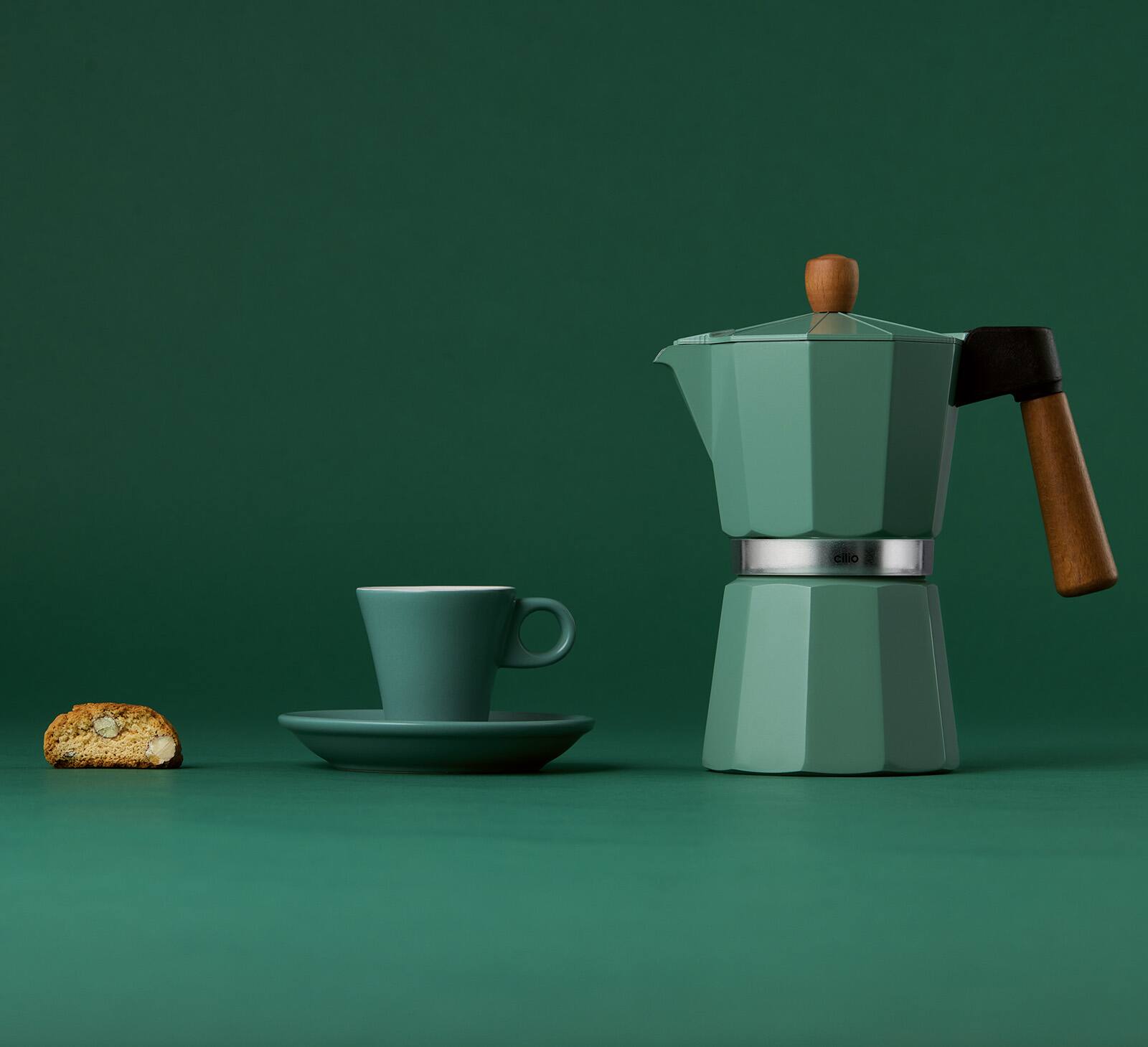 Alt View 2. Cilio - Legno Stovetop Espresso Maker, Mint, 15-Ounce - Mint.