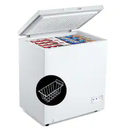 Costway - 5 Cubic Feet Chest Freezer w/Removable Storage Basket Deep Freezer - White
