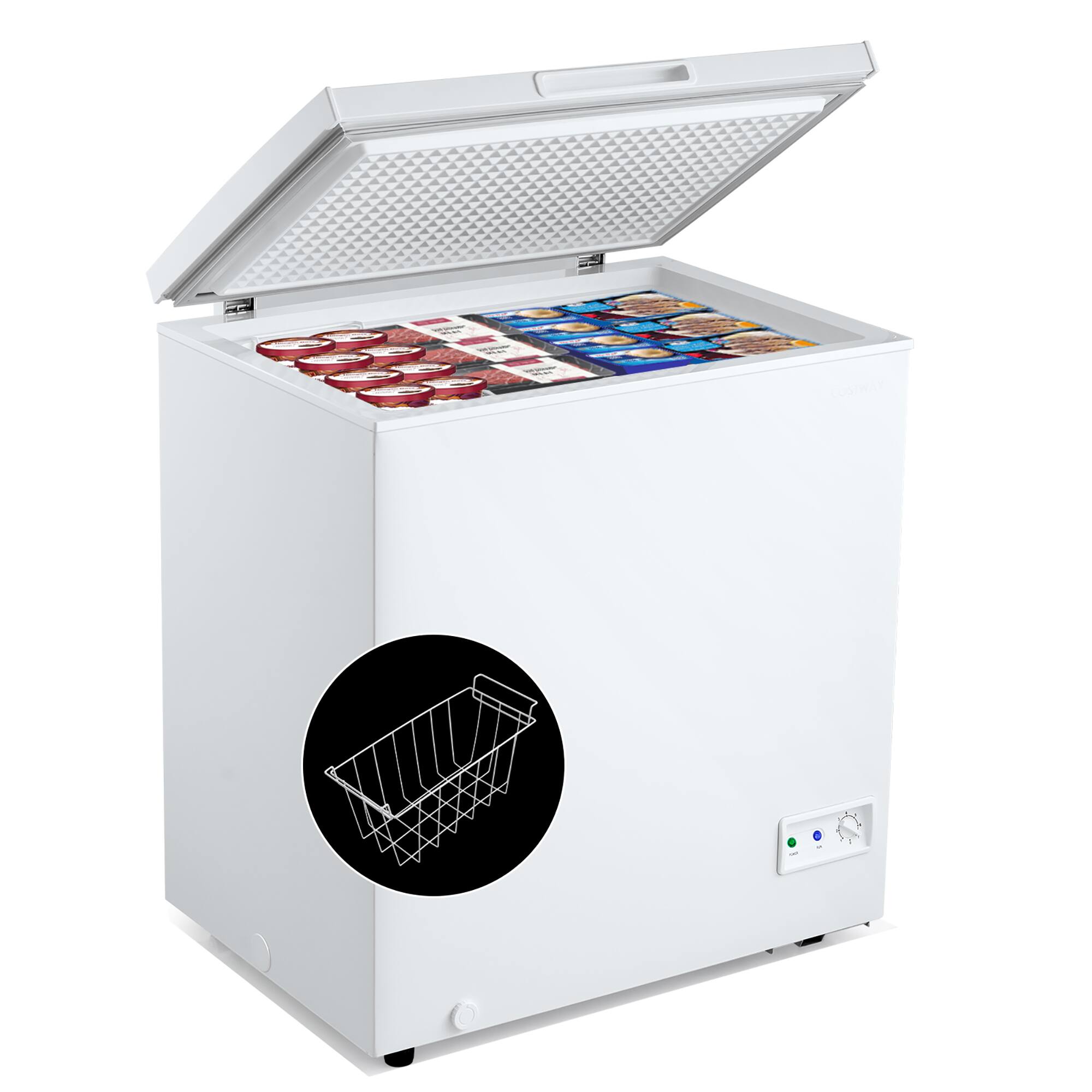 Front. Costway - 5 Cubic Feet Chest Freezer w/Removable Storage Basket Deep Freezer - White.