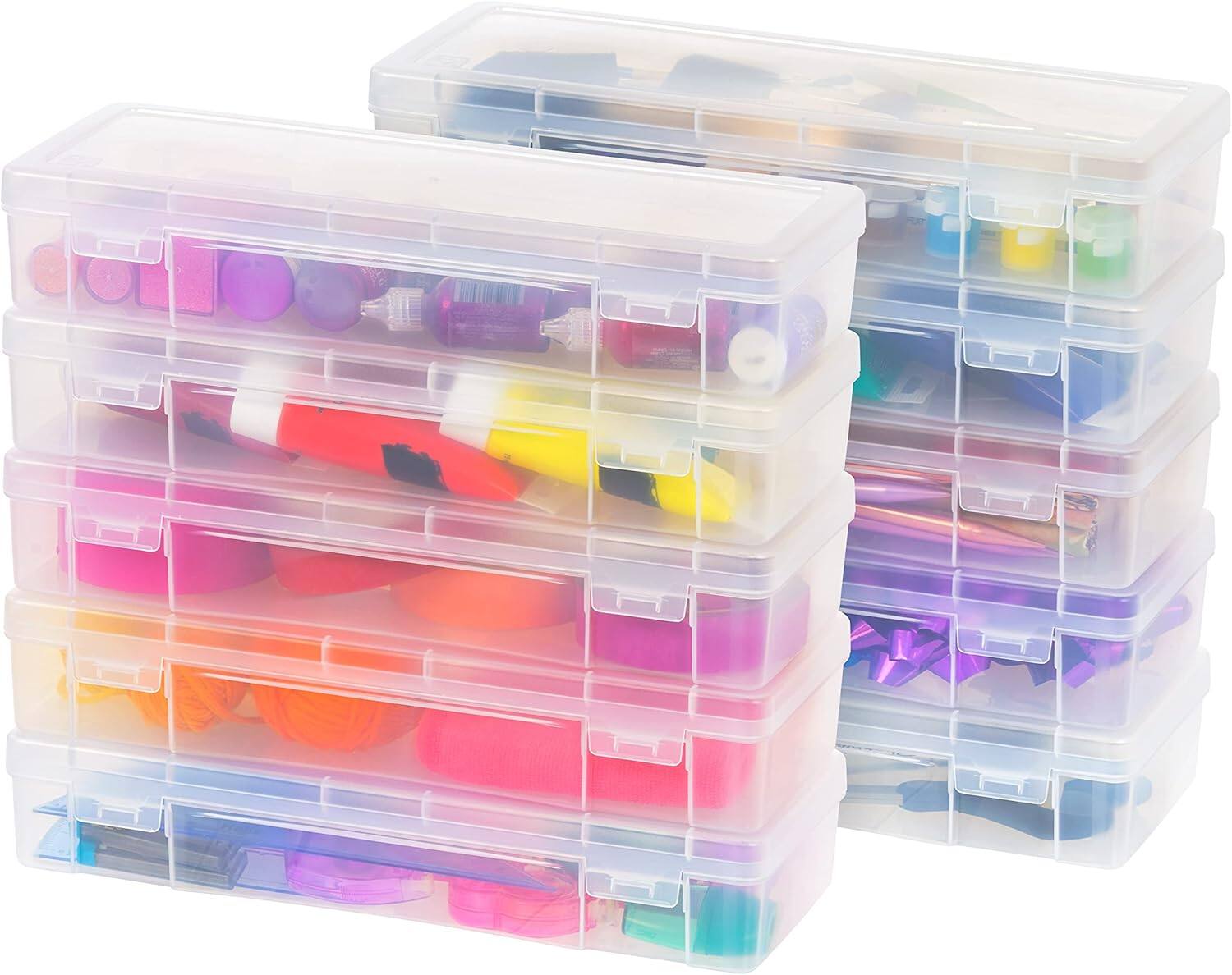 Front. IRIS USA - IRIS USA Plastic Small Storage Containers with Latching Lid for Pencil Box, Lego, Crayon, Stackable.