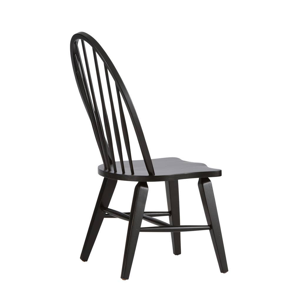Angle. Liberty Furniture Industries - Hearthstone Ridge Windsor Back Side Chair - Black-Set of 2 in Tobacco - Brown.
