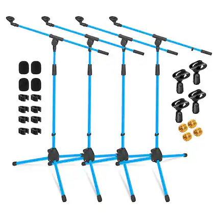 Front. 5 CORE - 5Core Tripod Mic Stand 4Pcs Adjustable Holder Floor Microphone Boom Arm-MS 080 SKY BLU 4PC - Sky Blue.