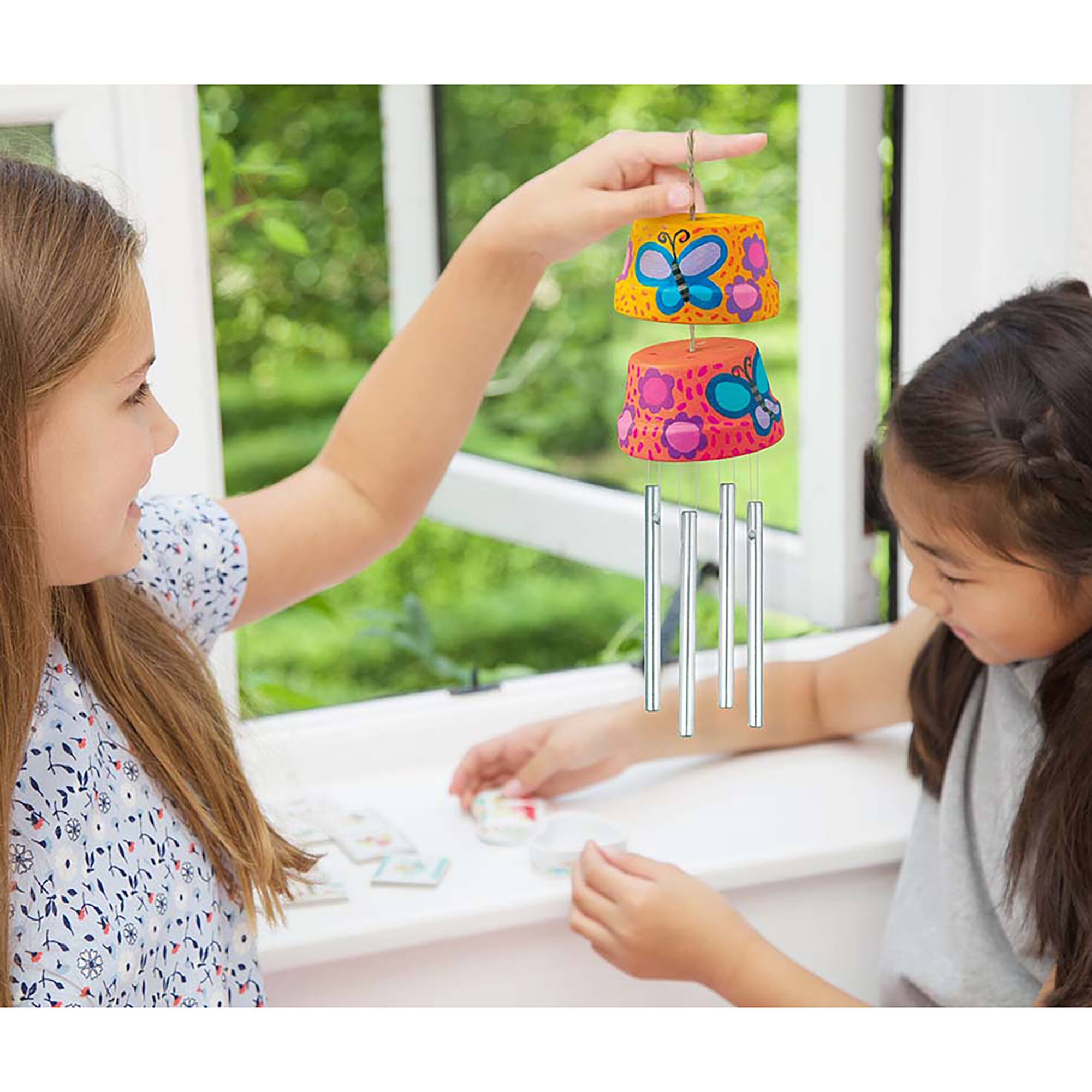 Alt View 3. 4M - Make A Wind Chime - DIY Craft Kit, Construct and Paint A Wind-Powered Musical Chime - Multicolor.