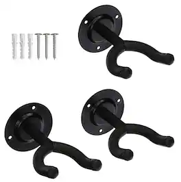 5 CORE - Guitar Wall Mount Hanger Display Guitar Holder Hook w Screws Soft Padding - Black