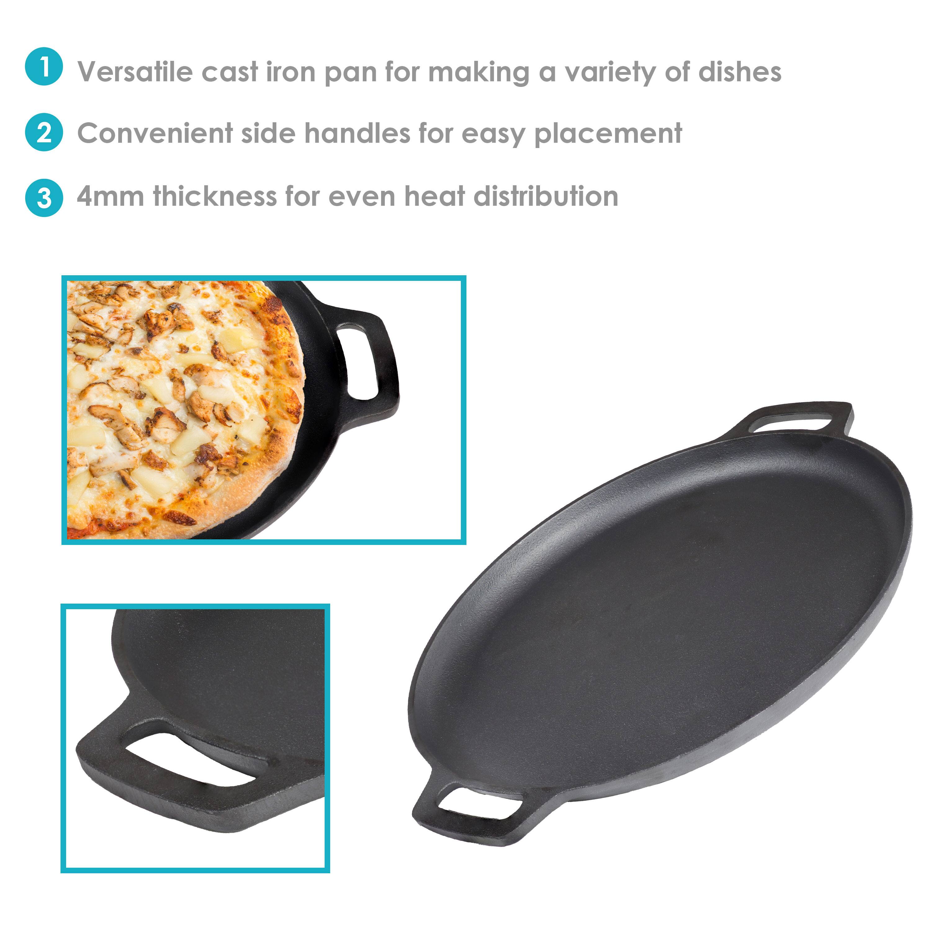 1. Versatile cast iron pan for making a variety of dishes
2. Convenient side handles for easy placement
3. 4mm thickness for even heat distribution