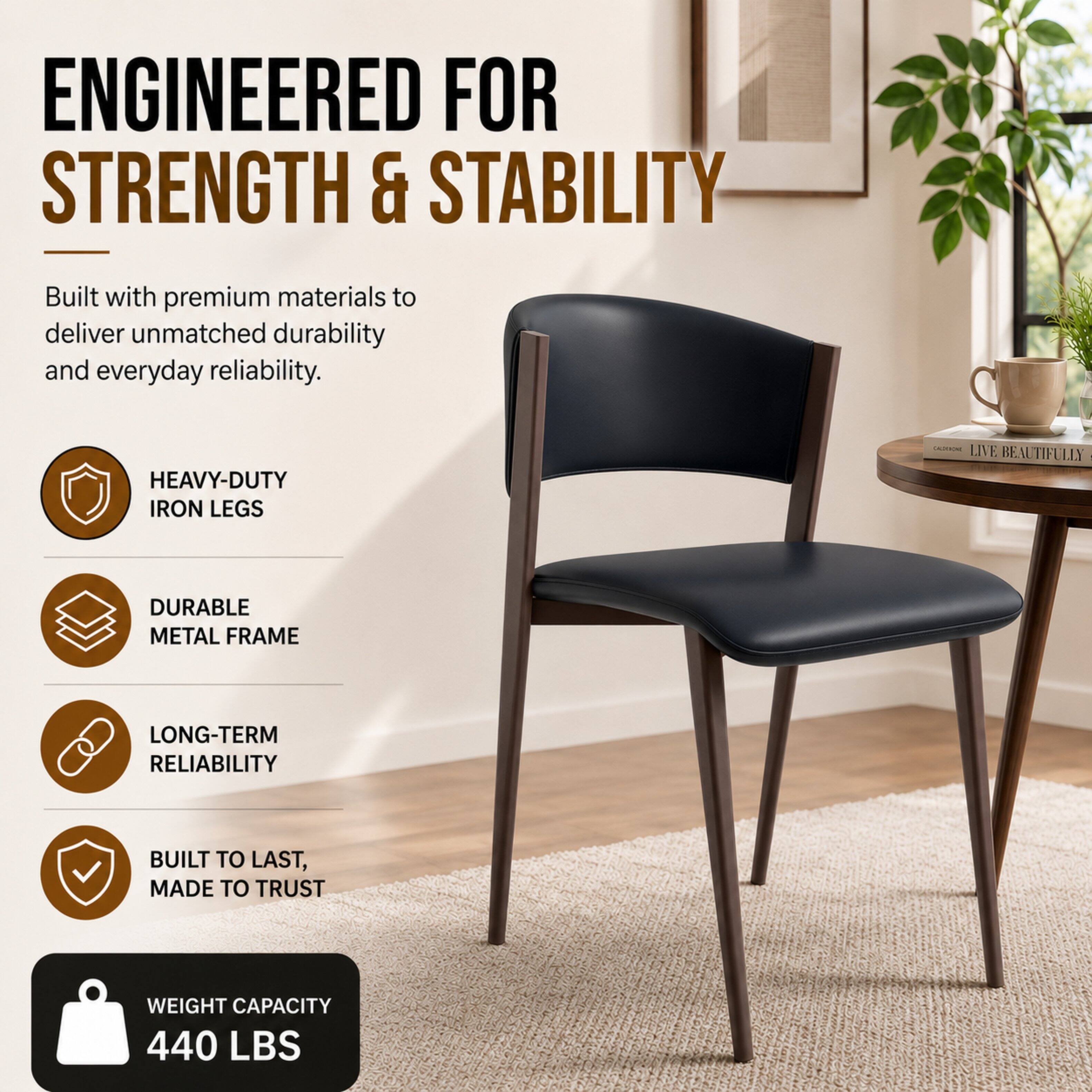 ENGINEERED FOR STRENGTH & STABILITY  
Built with premium materials to deliver unmatched durability and everyday reliability.  

HEAVY-DUTY IRON LEGS  
DURABLE METAL FRAME  
LONG-TERM RELIABILITY  
BUILT TO LAST, MADE TO TRUST  

WEIGHT CAPACITY 440 LBS
