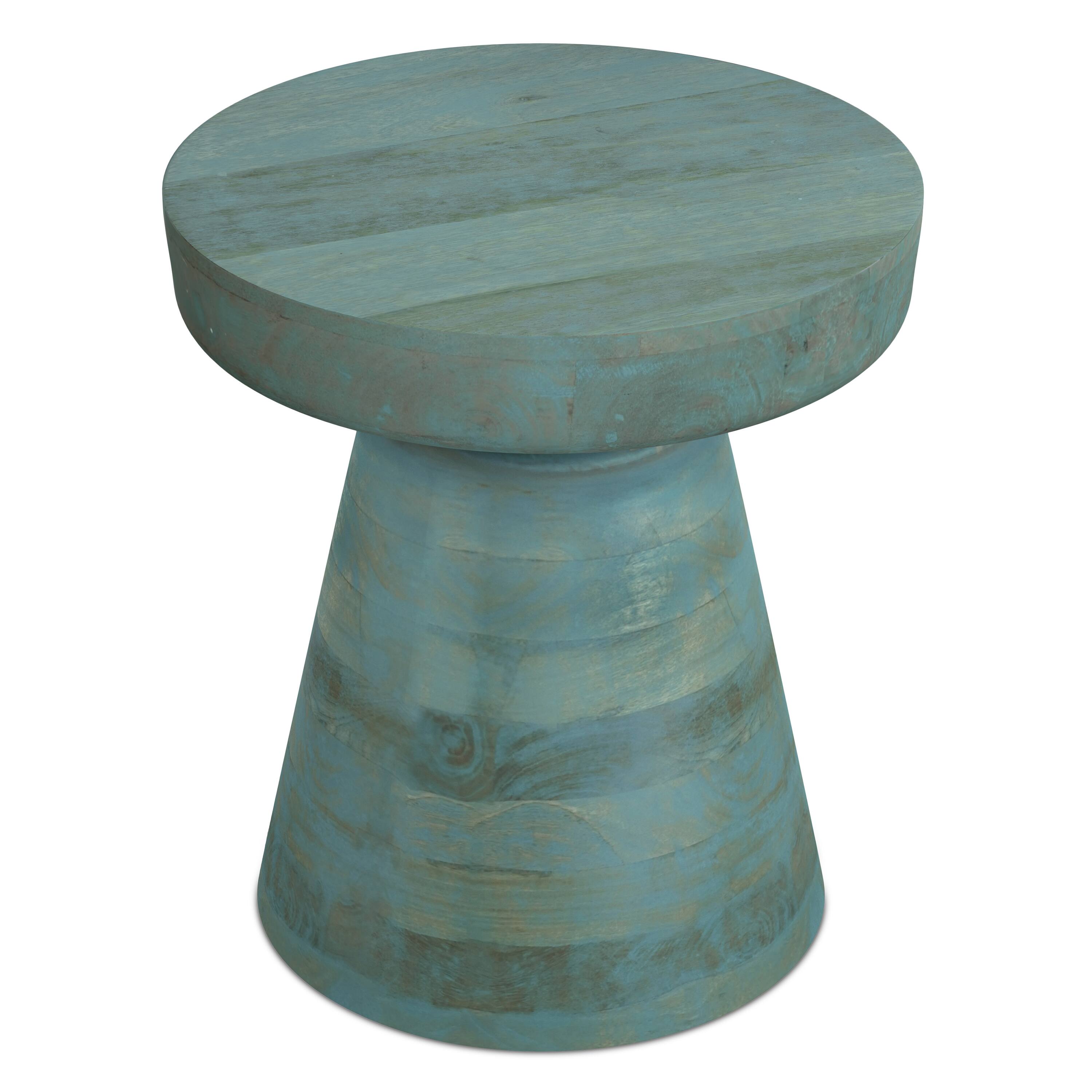 Alt View 3. Simpli Home - Robbie 16 inch Wide Solid Mango Wood Accent Table in Teal Wash - Teal Wash.