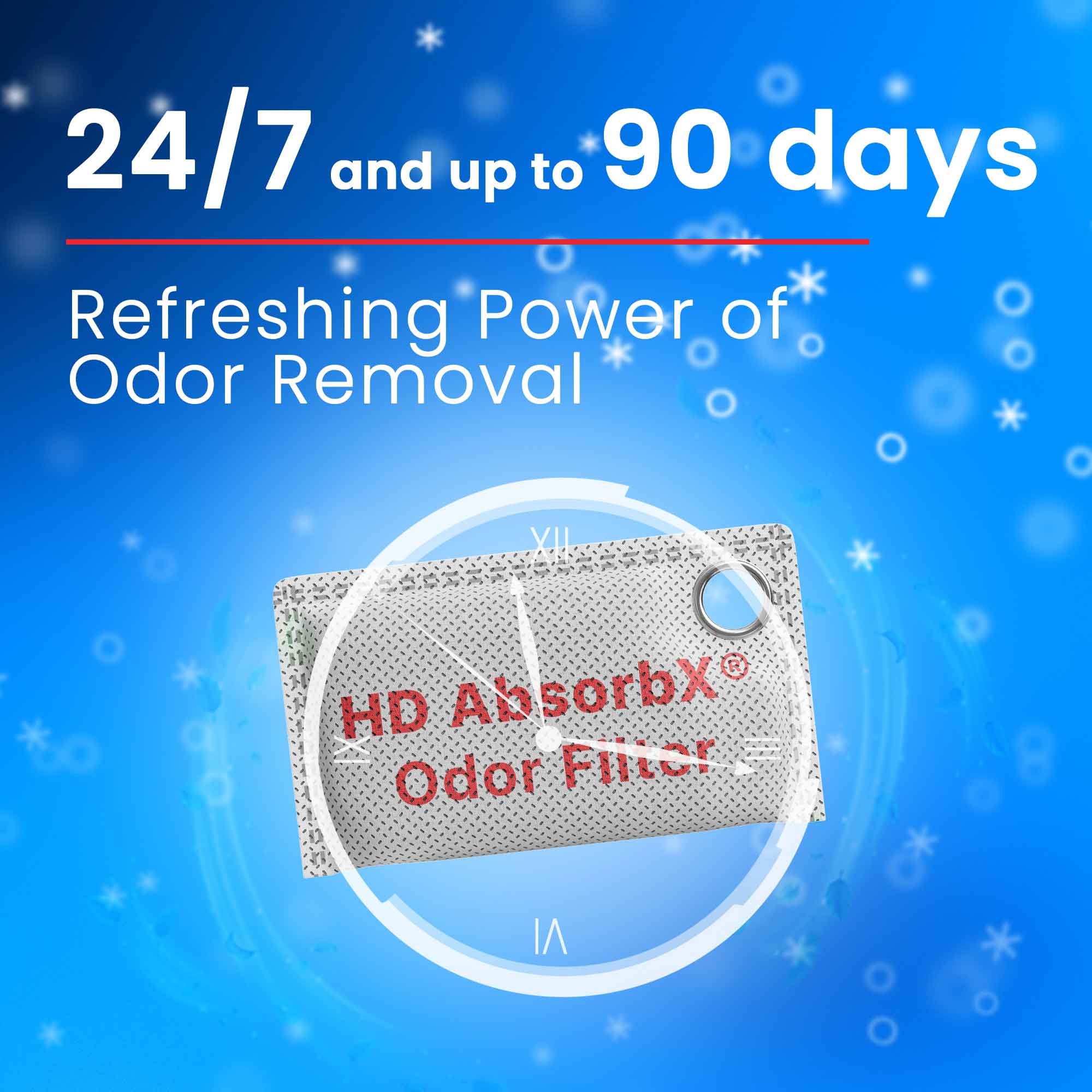 24/7 and up to 90 days

Refreshing Power of Odor Removal

HD AbsorbX® Odor Filter