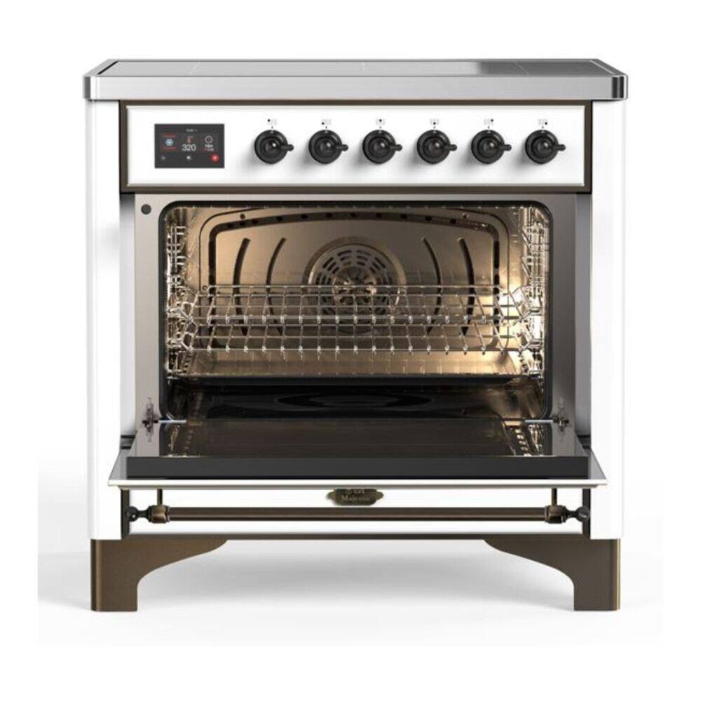 Alt View 1. ILVE - ILVE Majestic II 36 inch Induction Range with 5 Elements (White, Burnished Trim) - White.