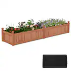 Front. Costway - Costway Wooden Raised Garden Bed Outdoor Rectangular Planter Box with Drainage Holes - Brown.