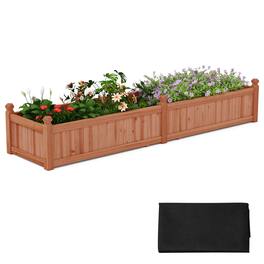 Costway - Wooden Raised Garden Bed Outdoor Rectangular Planter Box with Drainage Holes - Brown