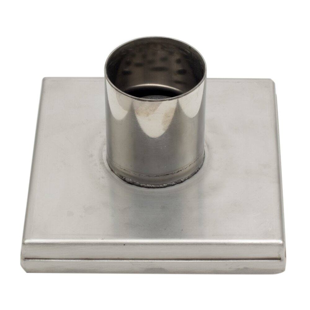 Left. Alfi - 5" x 5" Modern Square Brushed Stainless Steel Shower Drain with Solid Cover - Stainless Steel.