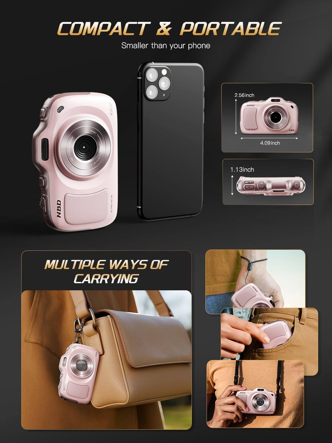 COMPACT & PORTABLE  
Smaller than your phone

2.56 inch  
4.09 inch  
1.13 inch

MULTIPLE WAYS OF CARRYING