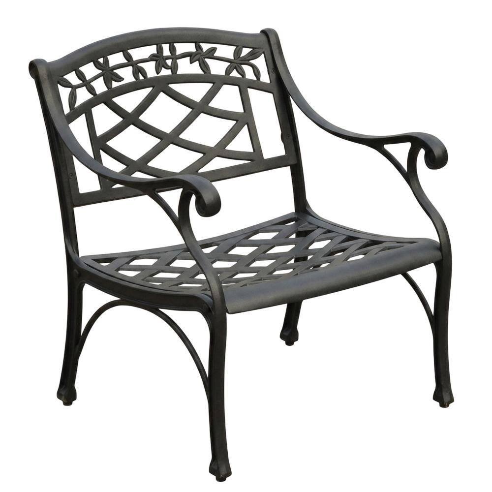 Front. Crosley Furniture - Sedona Cast Aluminum Outdoor Lounge Chair - Black.