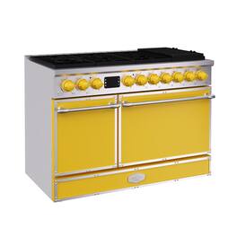 Akicon - 6.7 Cu.ft Freestanding Gas Rapid Convection Range with 8 Sealed Burners and Cast Iron Grates in Lemon Chrome - Lemon Chrome