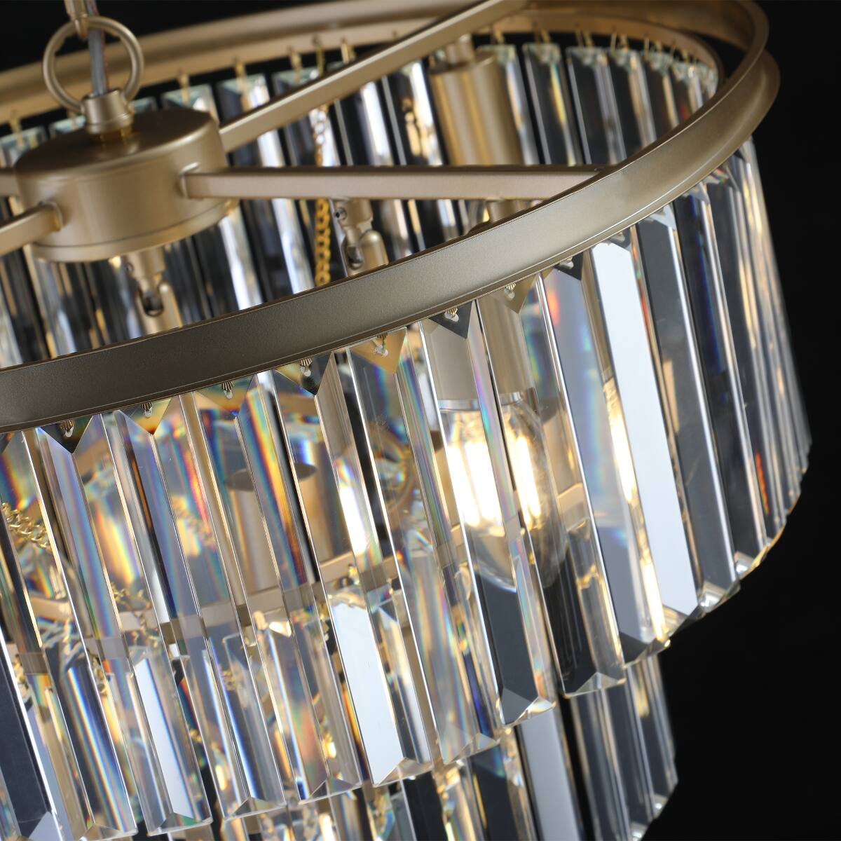 Alt View 7. Loheer - Loheer 20 inch Crystal Chandelier, Seven Light Gold Frame Pendant for Living Room or Dining Room.