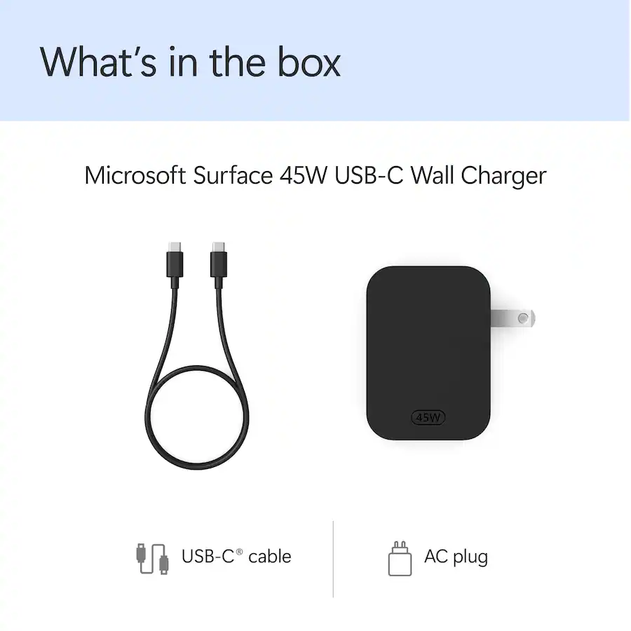 Microsoft Surface 45W USB C Wall Charger Black EP229813 Best Buy