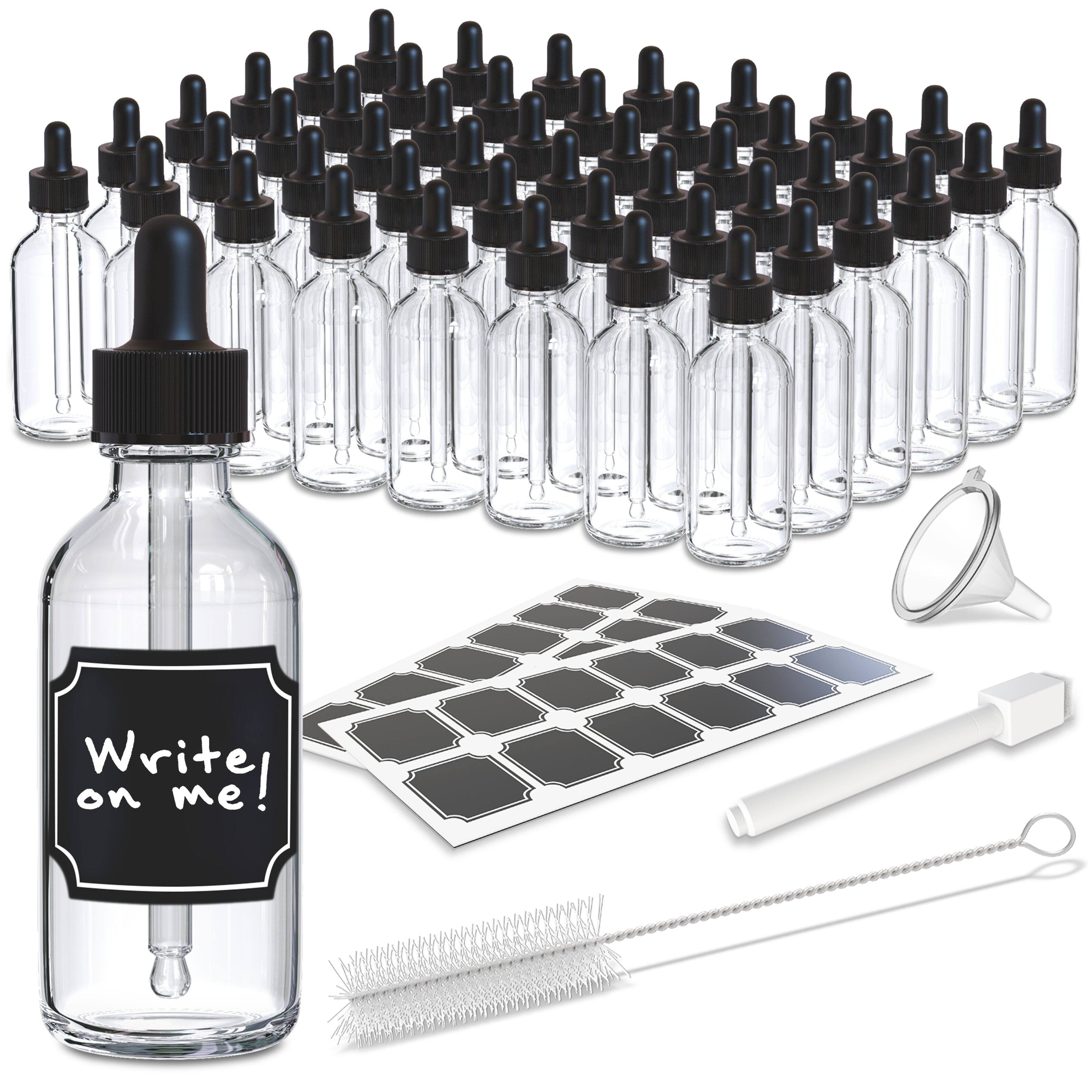 Nevlers - 2 Oz. Glass Dropper Bottles with Funnel, Brush, Marker and Labels (Pack of 48) - Clear price history on PriceWatchPro