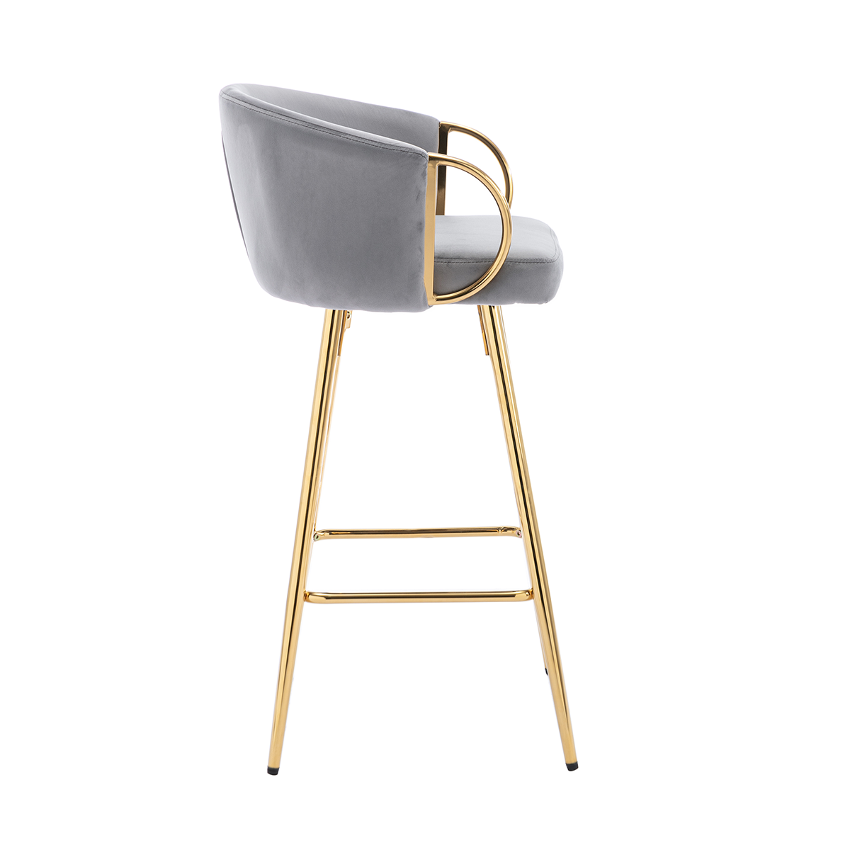 Alt View 1. Trinkets Crazed - 26" Velvet Counter Stools Set Of 2, Luxury Bar Chair With Low Back and Gold Legs For Kitchen Island - Gray.