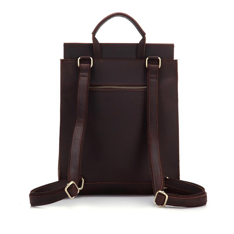 Angle. Steel Horse Leather - The Gyda Backpack | Vintage Leather Travel Backpack - Dark Brown.