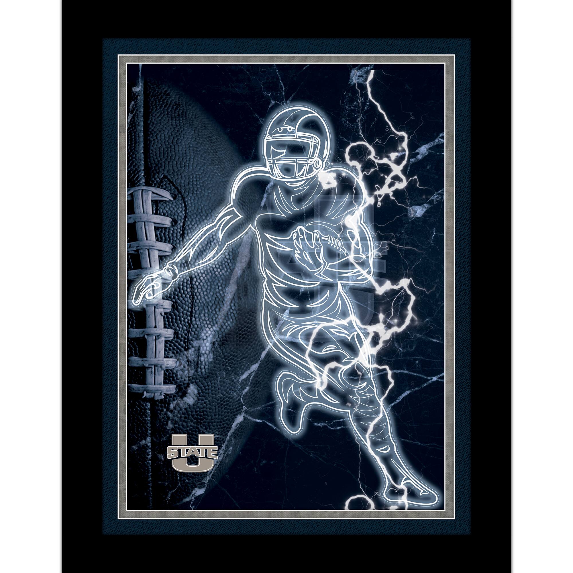 Black Utah State Aggies 12'' x 16'' Framed Neon Player Print