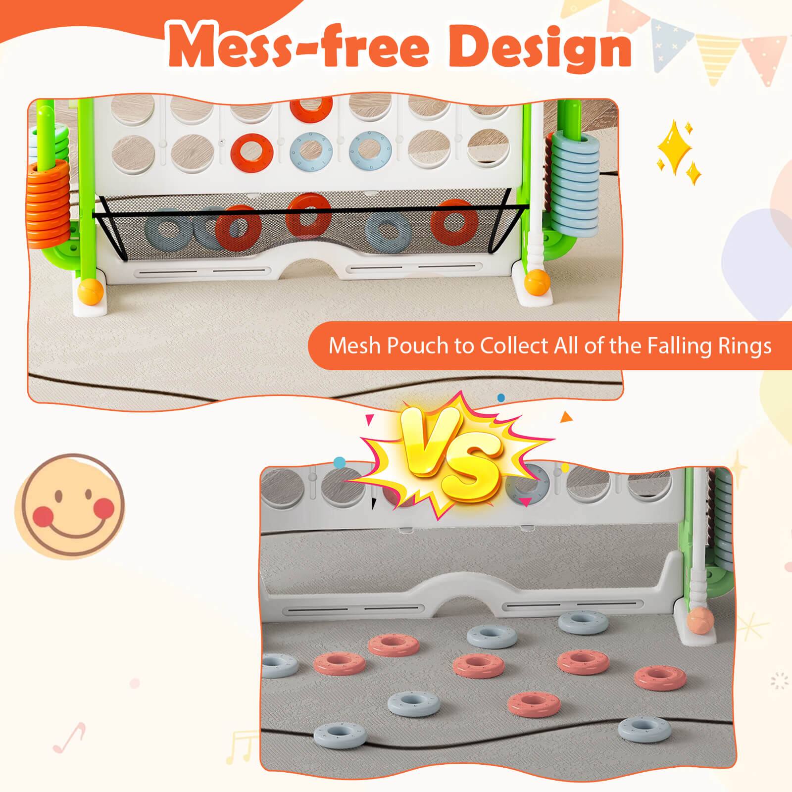 Mess-free Design

Mesh Pouch to Collect All of the Falling Rings

VS