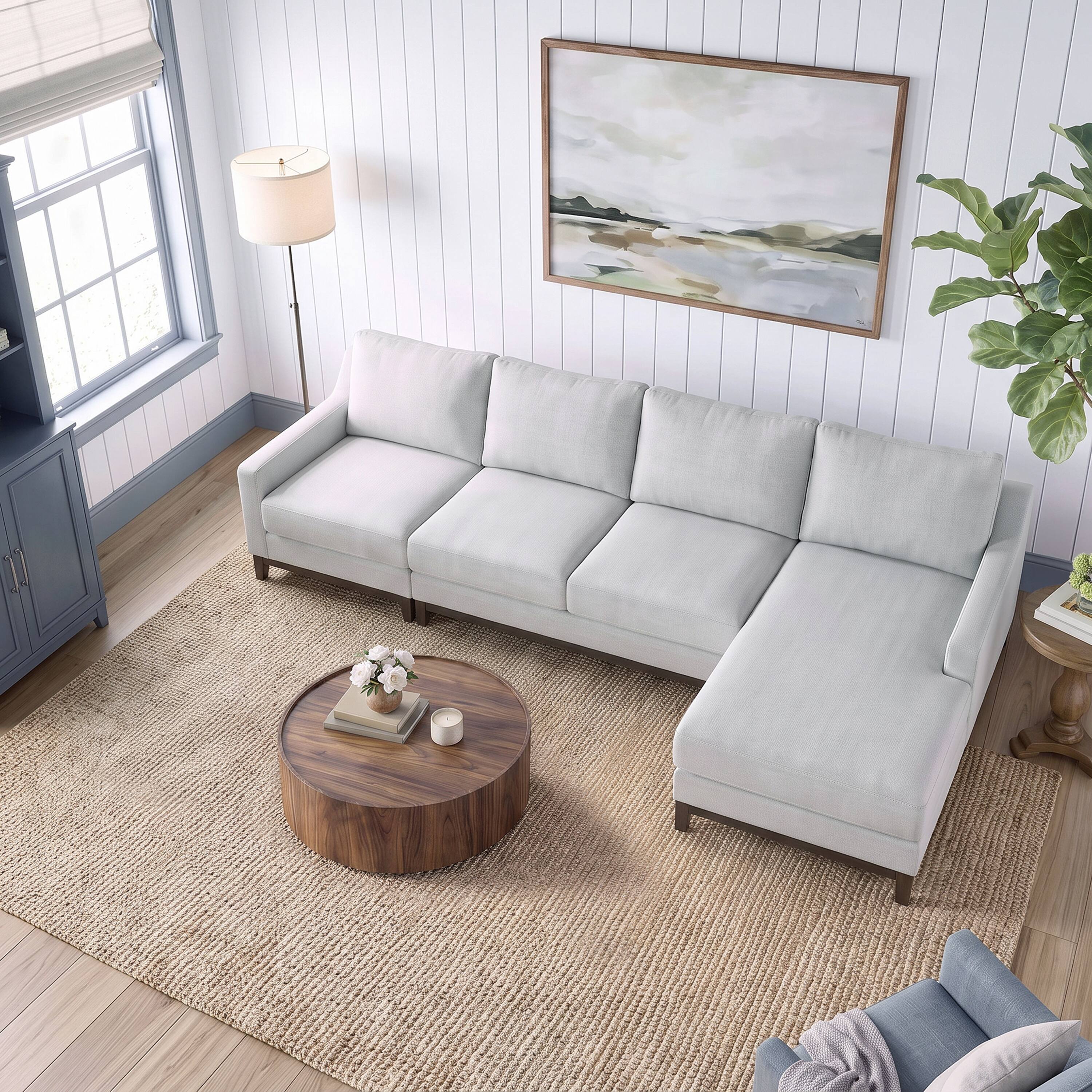 Alt View 5. Martha Stewart - 3-Piece Modular Left Facing Chair, Double Seat and Right Chaise - Light Gray.
