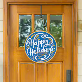 Evergreen Enterprises - St. Louis Blues 18" Happy Holidays Wooden Round Door Sign - Multicolor