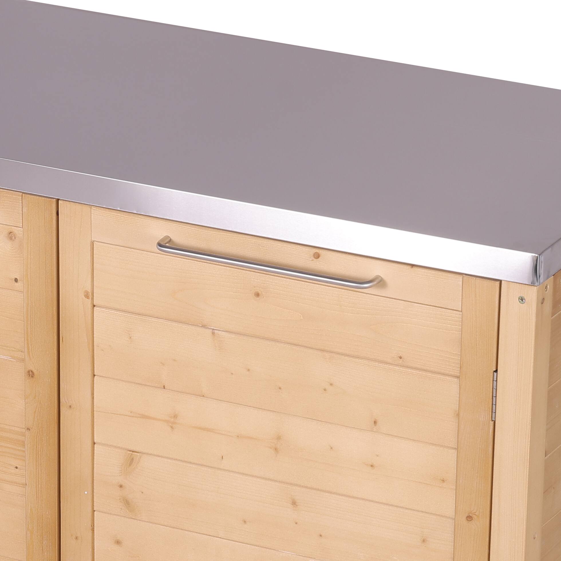 Alt View 9. Famapy - Modular Solid Cedar Outdoor Kitchen Cabinets - All-Weather Storage with Stainless Steel Top for Patio, Grill Station - Wooden.