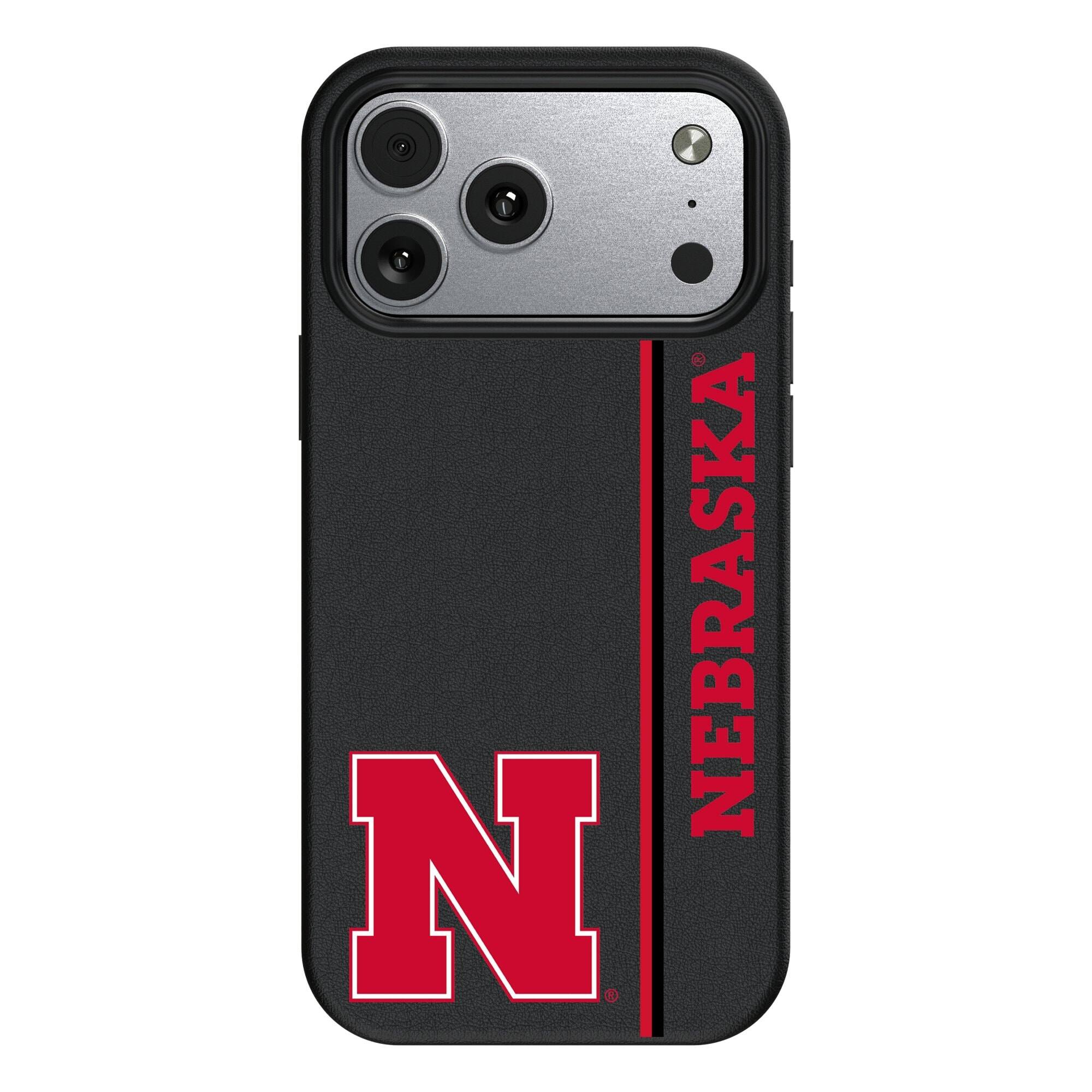 Front. Keyscaper - Nebraska Huskers iPhone Magnetic Bump Case - 15 Pro - Black.