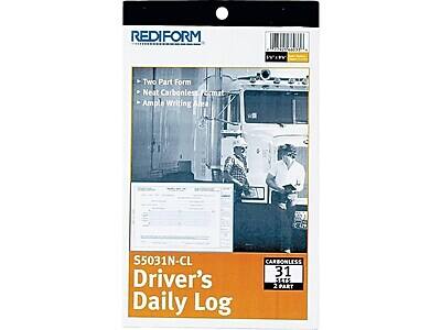 REDIFORM  
Two Part Form  
Neat Carbonless Format  
Ample Writing Area  

S5031N-CL  
Driver's Daily Log  

CARBONLESS  
31 SETS  
2 PART
