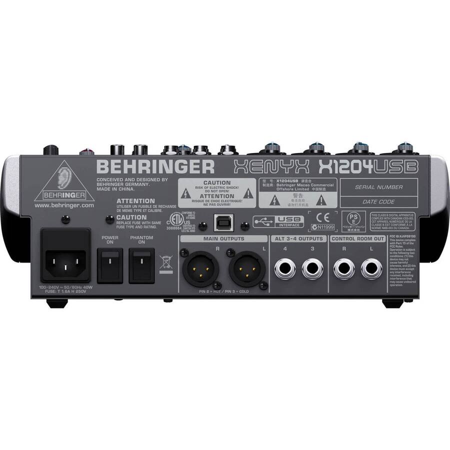 Preamp Compressor Behringer XENYX X1204USB Premium 12 Input 2/2 Bus Mixer with XENYX Mic ...