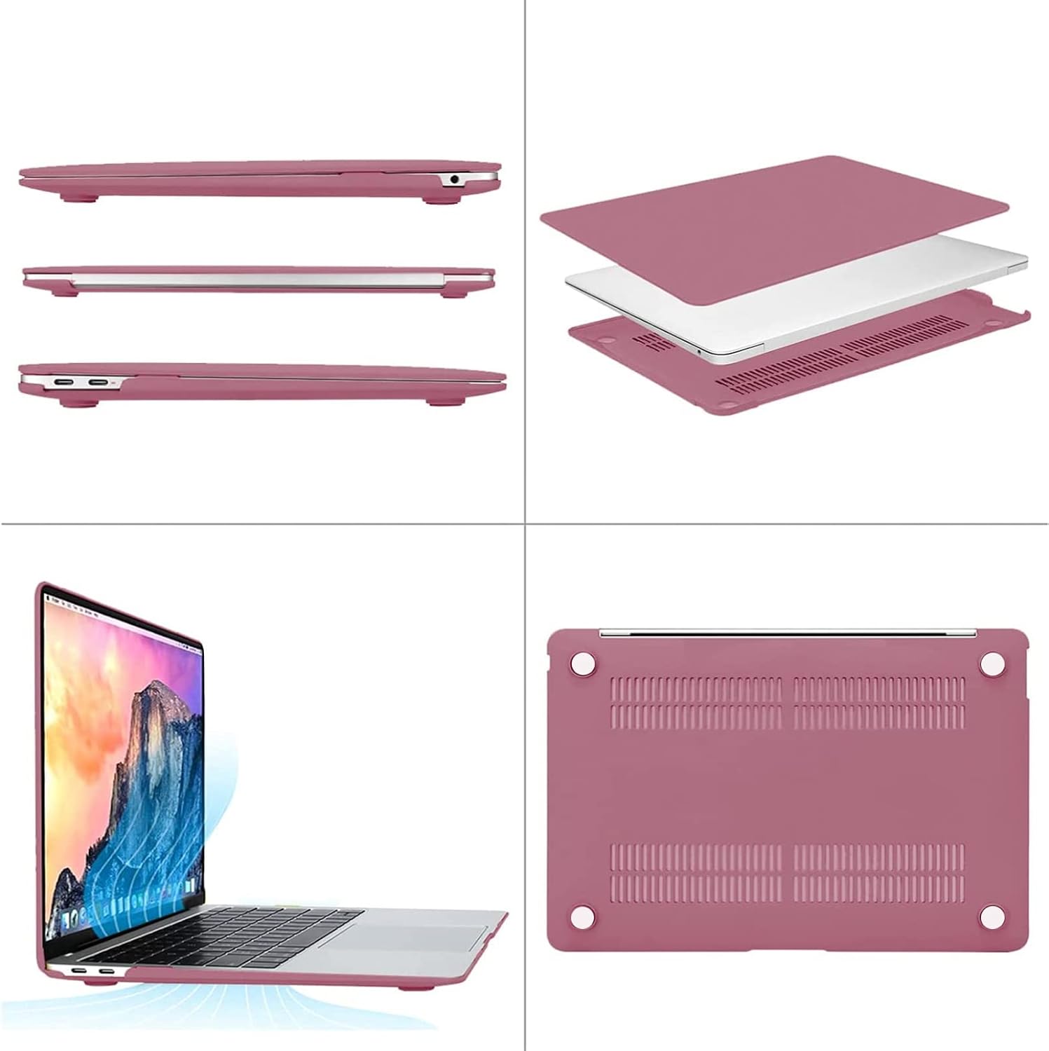 Alt View 1. mosiso - 4IN1 Case Kit for MacBook Air 13 inch M1 A2337 A2179 A1932 2021-2018, Hard Shell&Keyboard Cover&Screen Protector&Pouch - Dusty Rose.