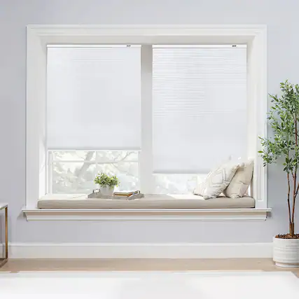 Front. VEVOR - Cellular Shades, 1 inch Light Filtering Cordless Cellular Blinds, Blackout Privacy Honeycomb Shades for Home Indoor - White.
