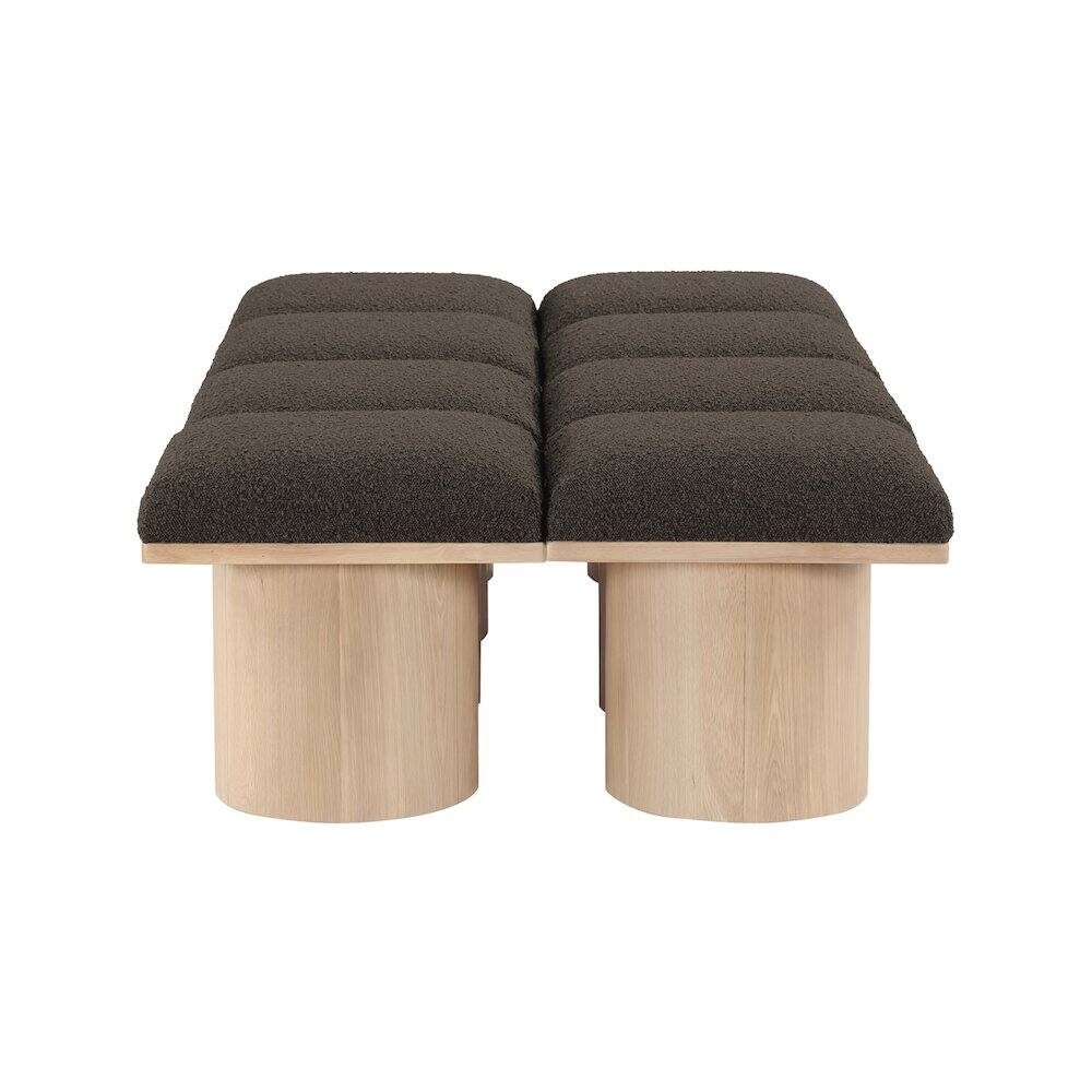 Alt View 2. Meridian Furniture - Pavilion Brown Boucle Fabric Bench - Brown.