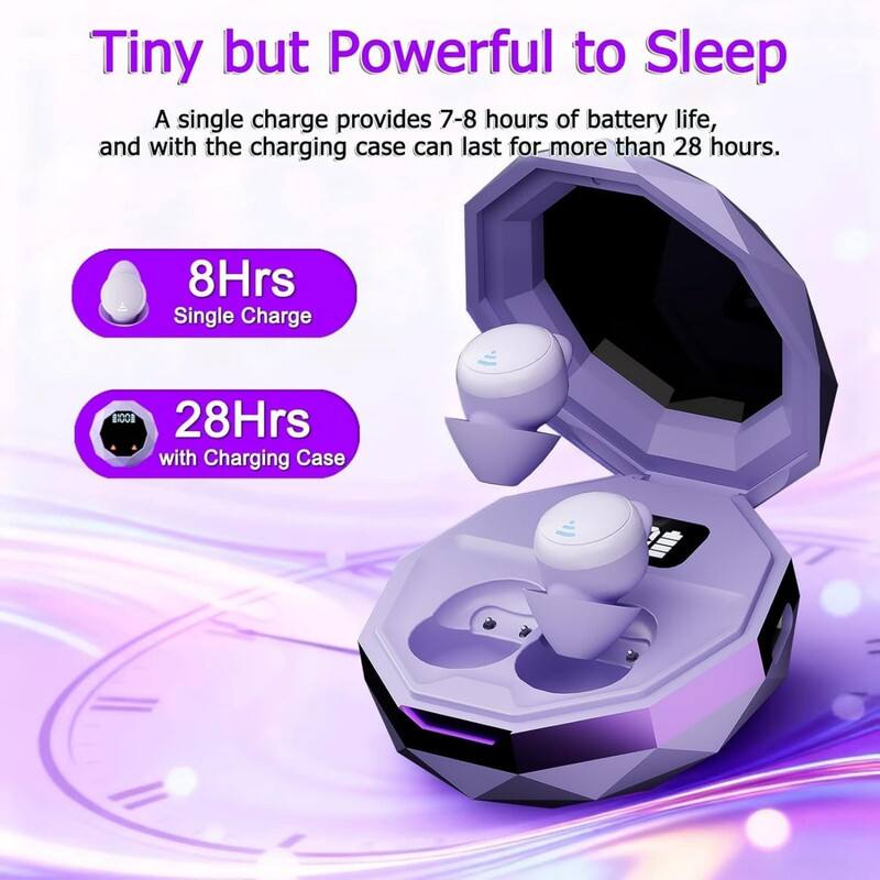 Tiny but Powerful to Sleep

A single charge provides 7-8 hours of battery life, and with the charging case can last for more than 28 hours.

8Hrs Single Charge

28Hrs with Charging Case