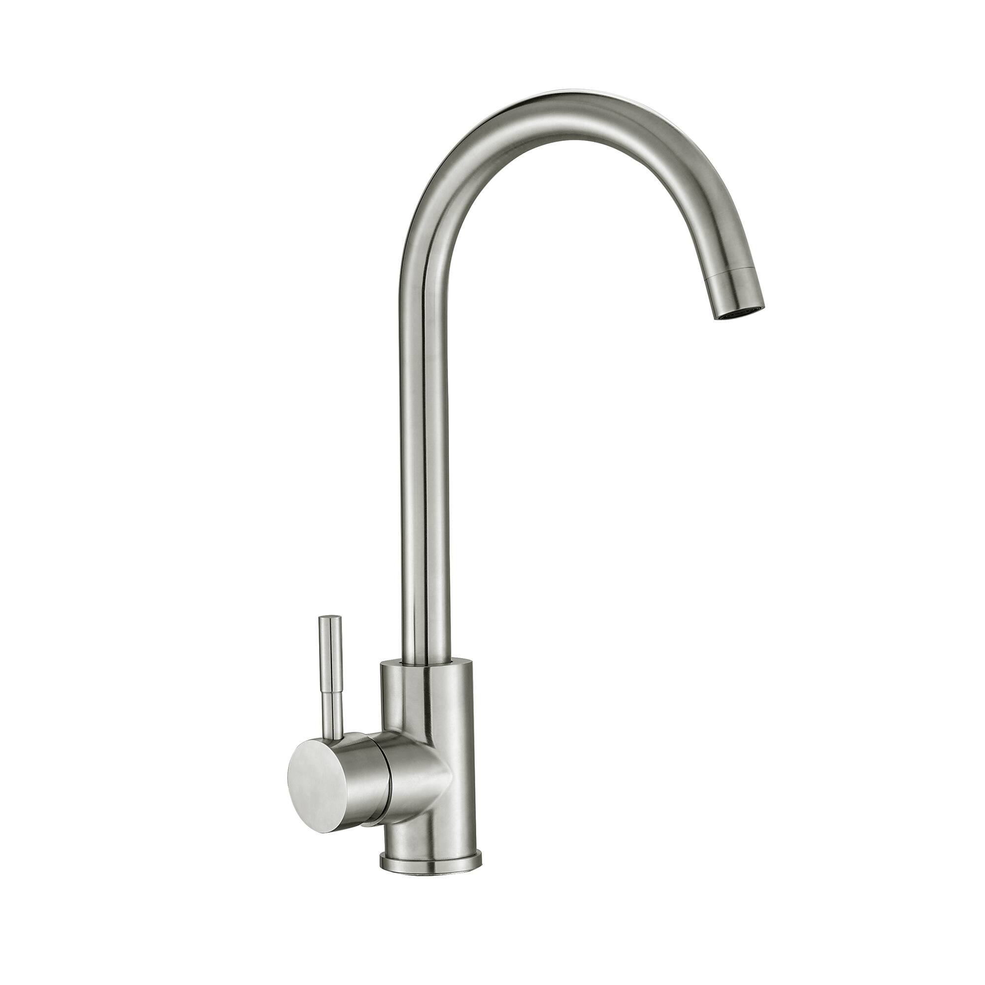Alt View 2. Siljoy - Kitchen Sink Faucet with Single Handles, Brushed Nickel - Brushed Nickel.