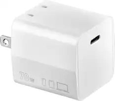 Front. Insignia™ - 70W USB-C Port Wall Charger for Smartphones, Tablets, Laptops and More - White.