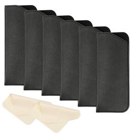 Unique Bargains - 6pcs Leather Eyeglass Case 3x6.9" Sleeve Pouch with 2 Cleaning Cloths for Eyewear - Black