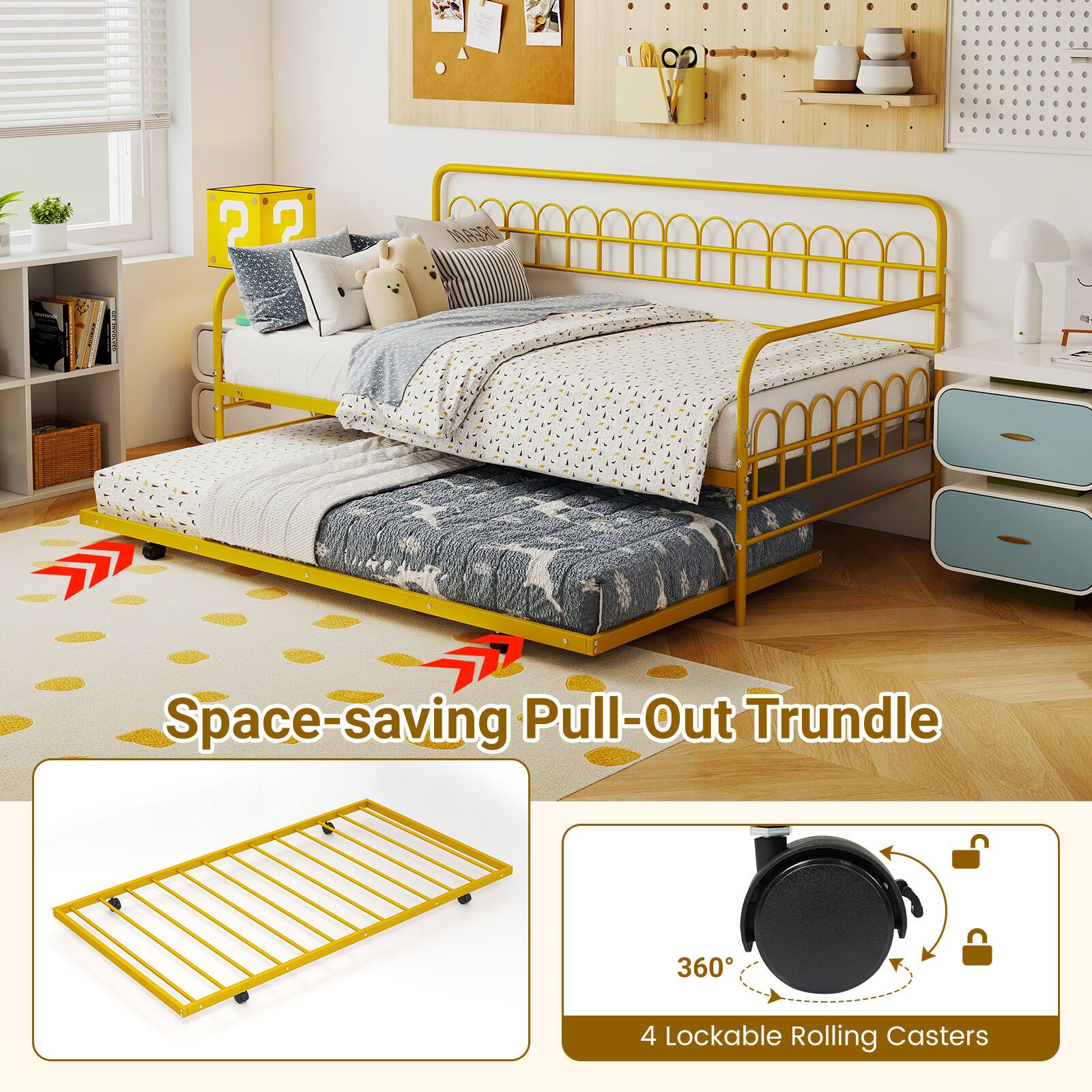 2
2
DREAM

Space-saving Pull-Out Trundle

360°
4 Lockable Rolling Casters