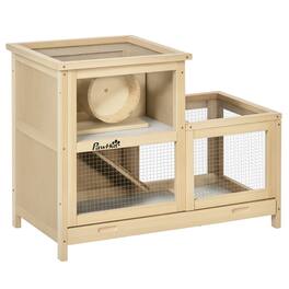 Pawhut - Extra Large Wooden Hamster Cage with Sliding Tray, Seesaw, Openable Roofs, Wide Ramp, Running Wheel