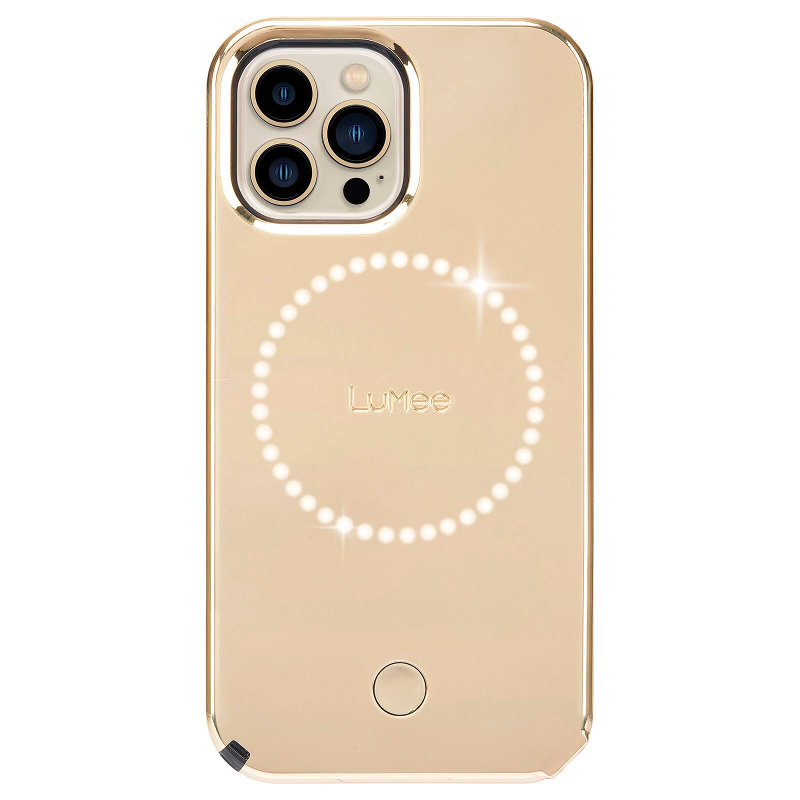 Front. LuMee - Halo Battery Charger Case for iPhone 13 Pro Max - Gold Mirror.