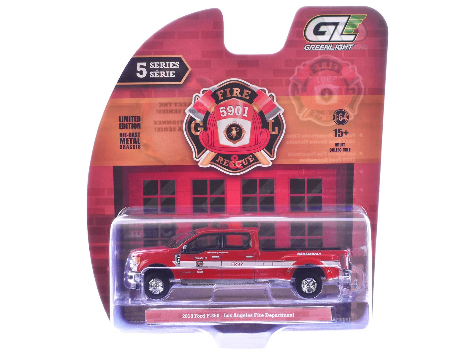 GE GREENLIGHT SERIES 5 SÉRIE FIRE THE LECT SERIES! 5901 LIMITED EDITION G SÉRIE! F DIE-CAST METAL CHASSIS RESCUE FIRE 5901 1:64 Citize Pennsylvania 15+ Pall Victoria Crown b 2011 ADULT COLLECTIBLE Department Fire Agencies Ford - ANGLES DADAMEDIO FR87 i - 2018 Ford F-350 - Los Angeles Fire Department